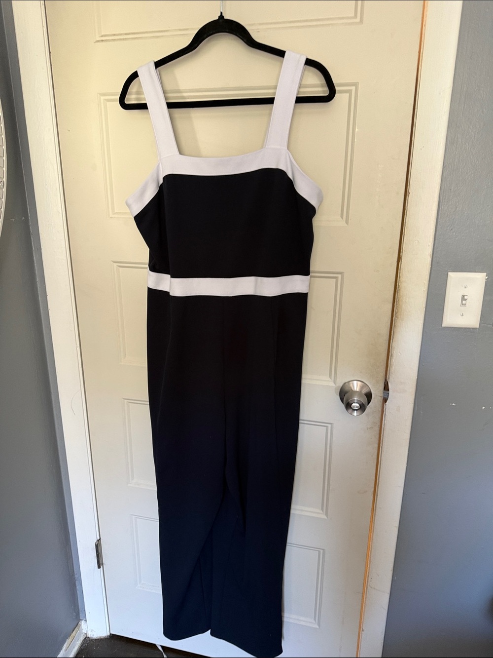 Tommy Hilfiger Black and White Colorblock Bodysuit Jumpsuit